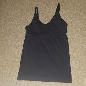 Black maternity nursing tank with clip down strap